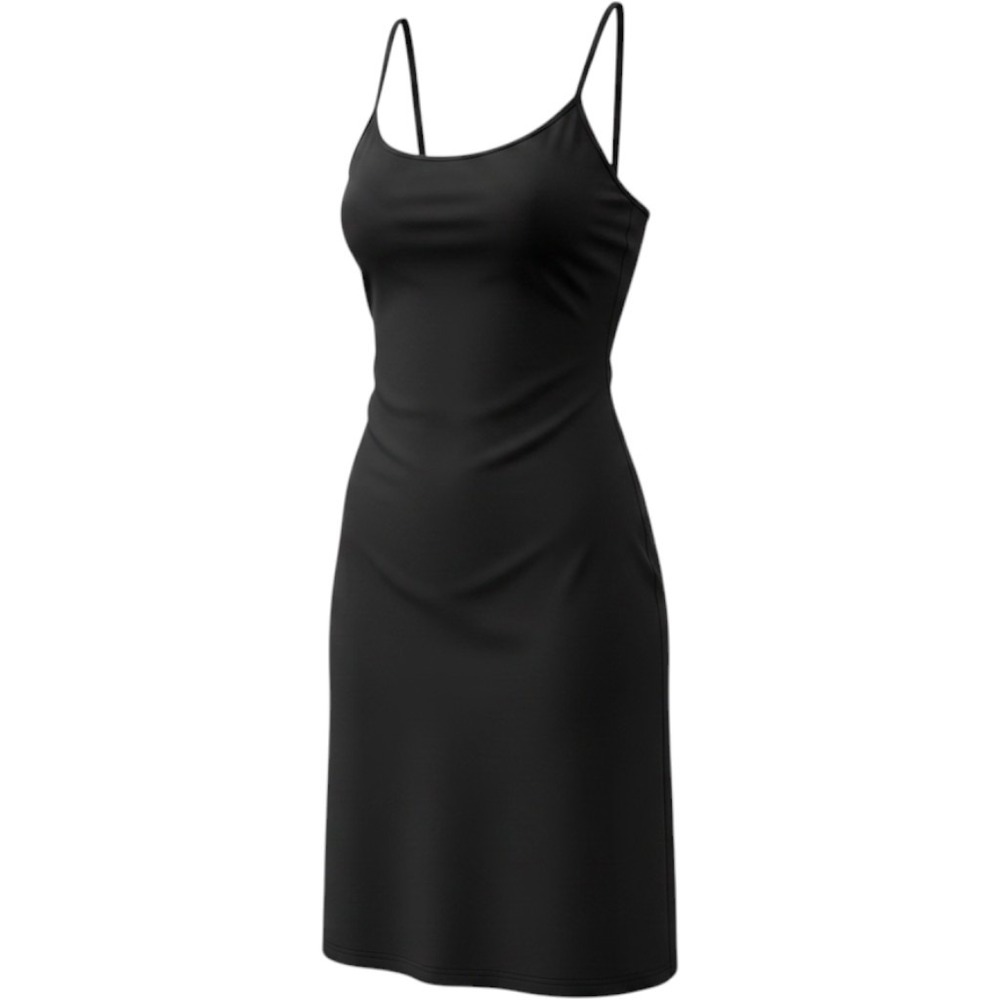 Dynamic Womens Black Spaghetti Strap Cami Slip Dress Stretch Mini Small
